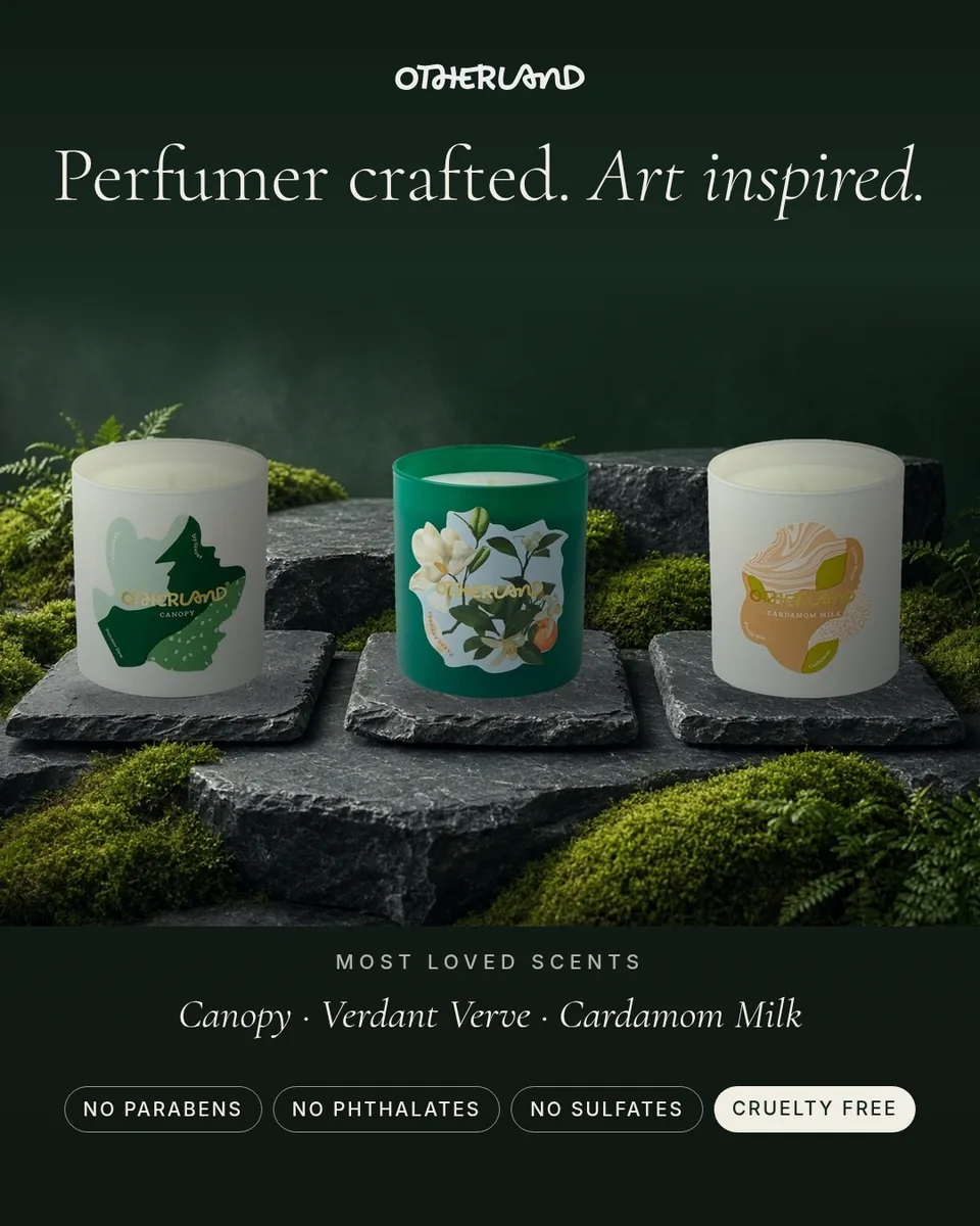 Static ad design featuring Otherland candle trio