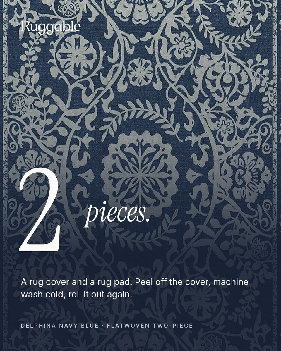 Static ad design featuring Ruggable washable rug system