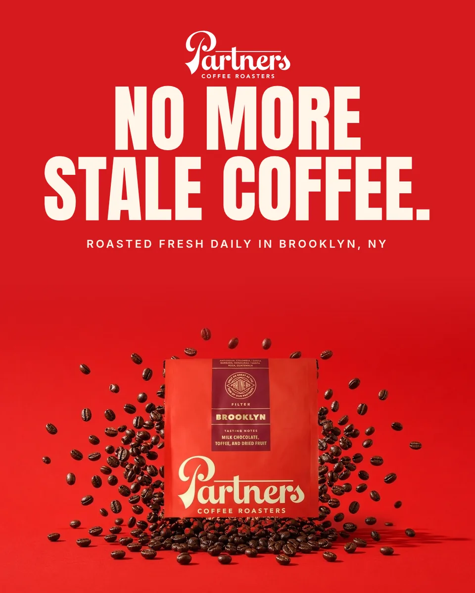 Static ad design featuring Partners Coffee Brooklyn coffee