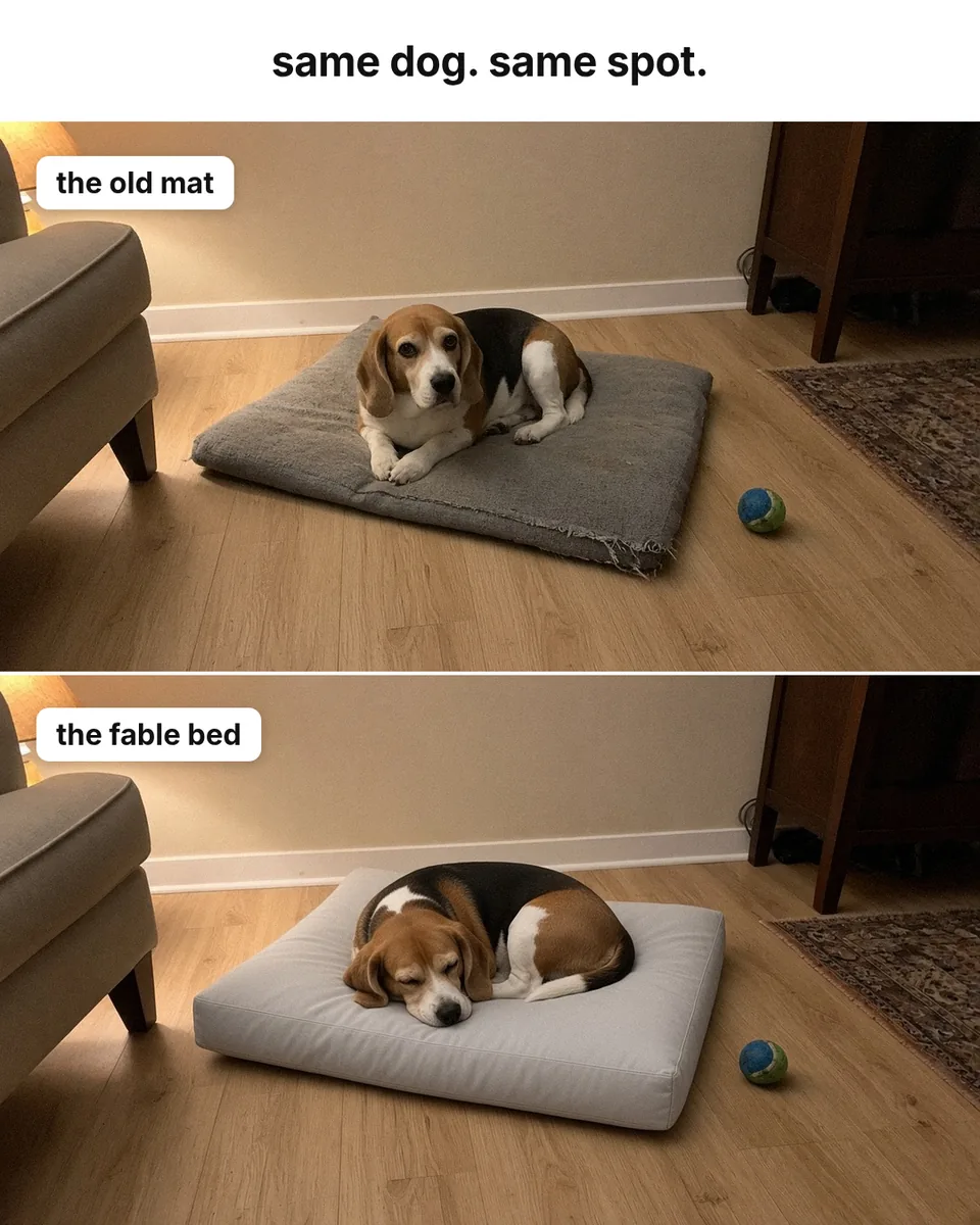 Static ad design featuring Fable The Fable Bed comparison